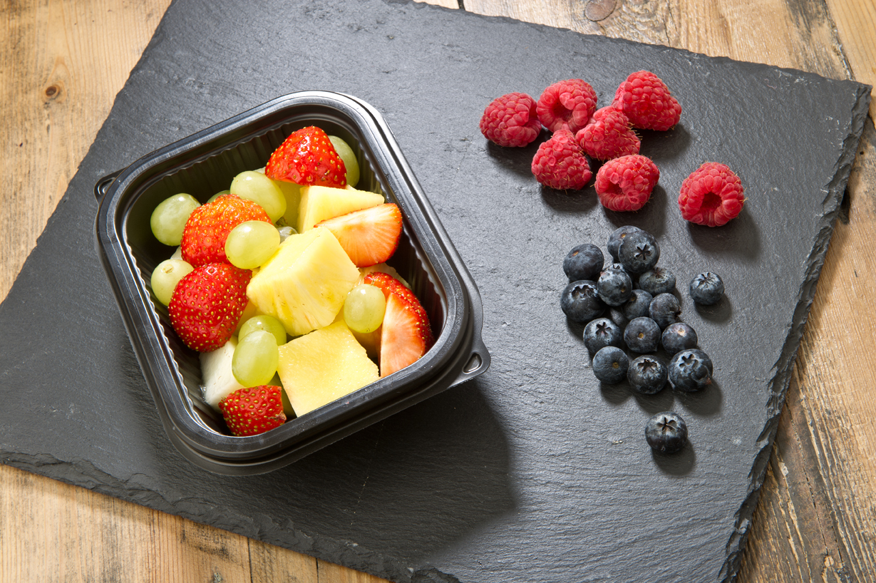 Fruit baskets ready for serving at corporate event