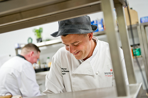 Chef working in kitchen